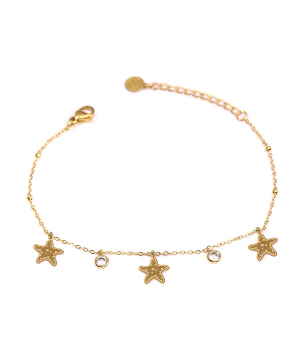 Pulsera con colgantes de estrellas de mar y circonitas