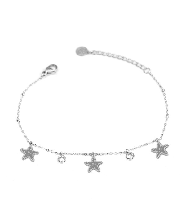 Pulsera con colgantes de estrellas de mar y circonitas