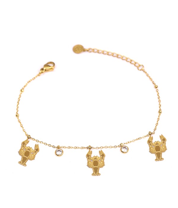 Pulsera con colgantes de langosta y circonitas