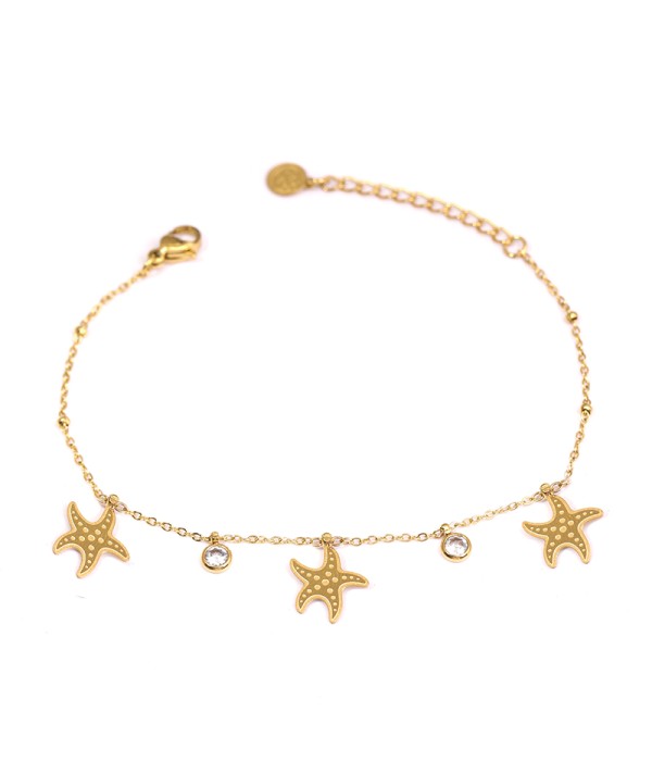 Pulsera con colgantes de estrellas de mar y circonitas