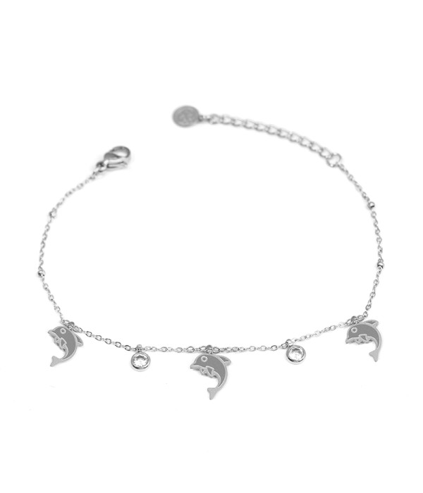 Pulsera con colgantes de delfines y circonitas