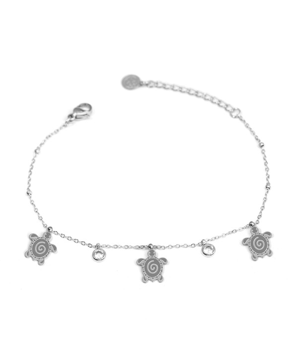 Pulsera con colgantes de tortugas y circonitas