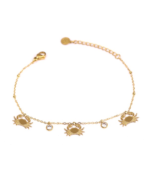 Pulsera con colgantes de cangrejos y circonitas