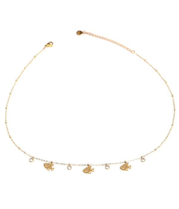Collar de peces dorados con circonitas