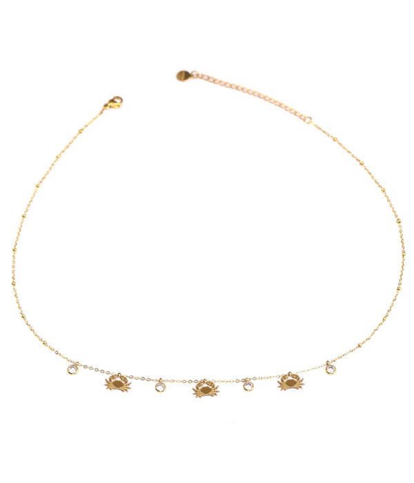 Collar de cangrejos dorados con circonitas