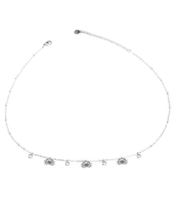 Collar de cangrejos plateados con circonitas
