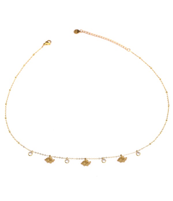 Collar de peces dorados con circonitas