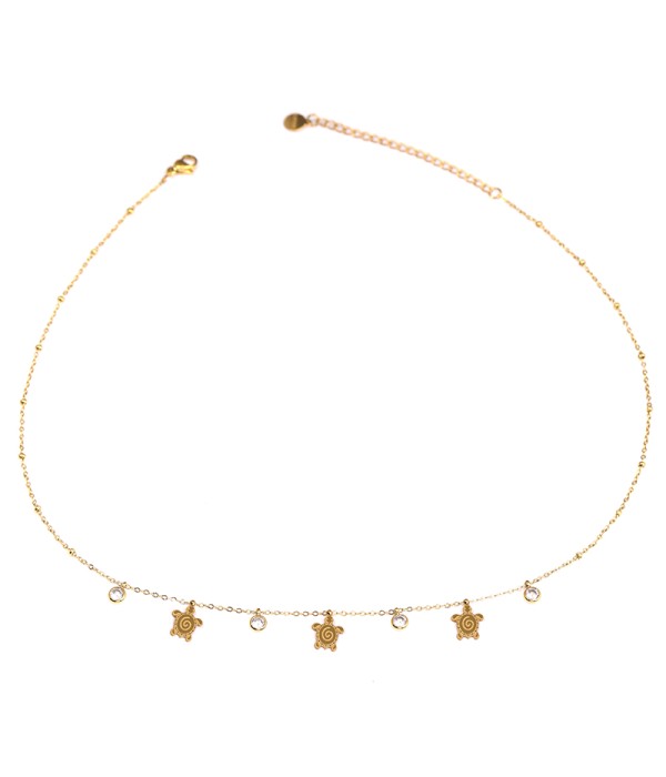 Collar de tortugas doradas con circonitas