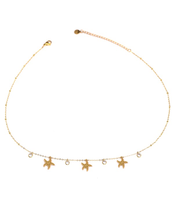 Collar de estrellas de mar doradas con circonitas