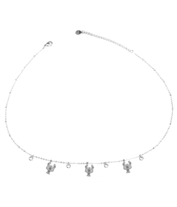 Collar de langosta plateada con circonitas