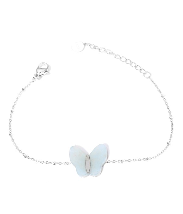 Pulseras plateadas con mariposas multicolores