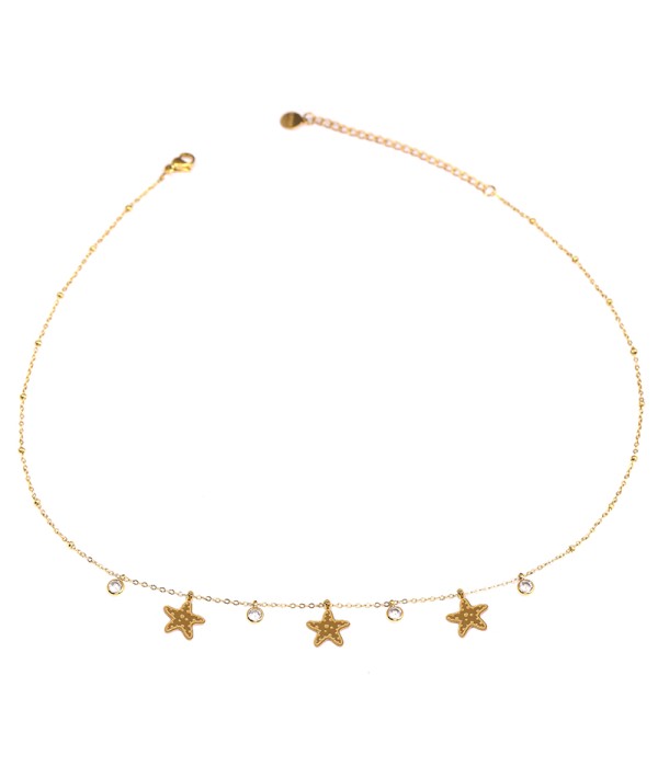Collar de estrellas de mar doradas con circonitas