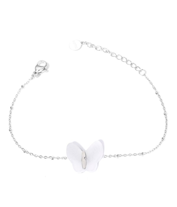 Pulseras plateadas con mariposas multicolores