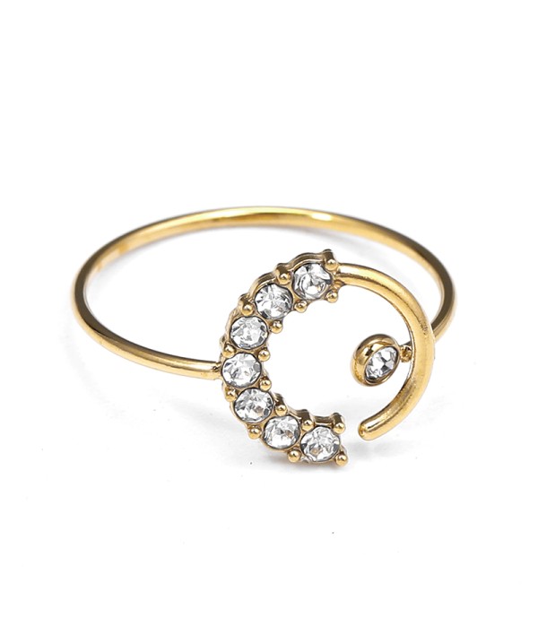 Anillo con media luna y circonitas