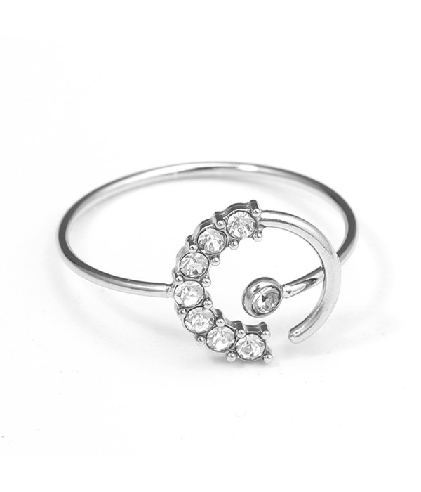 Anillo con media luna y circonitas