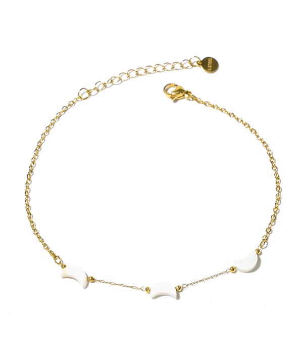Tobillera dorada con luna de nácar