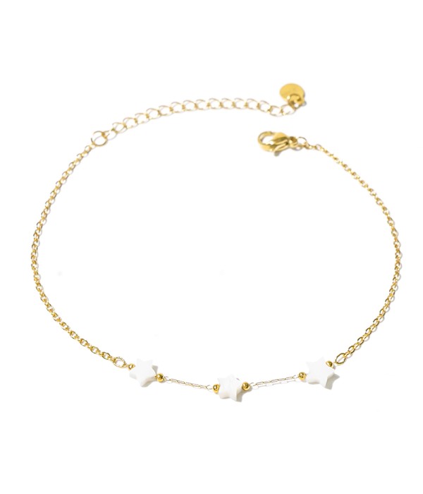 Tobillera dorada con estrella de nácar