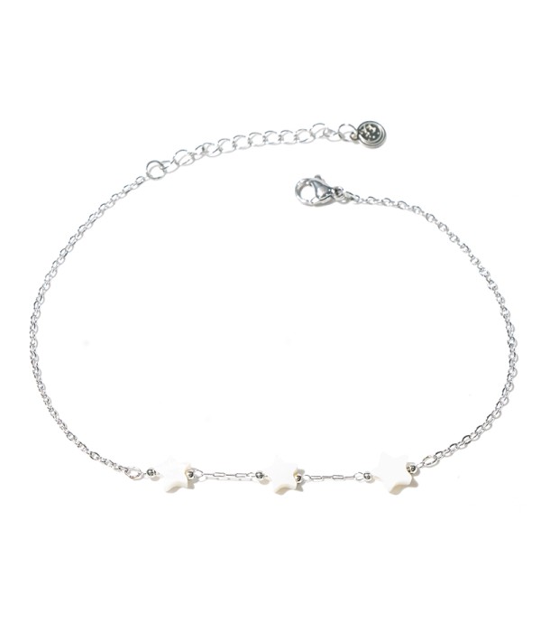 Tobillera plateada con estrella de nácar