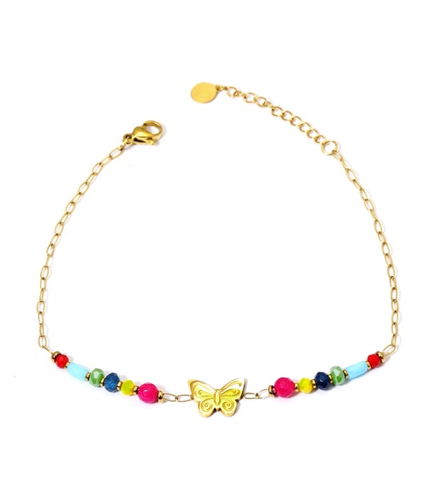 Tobillera dorada con mariposa
