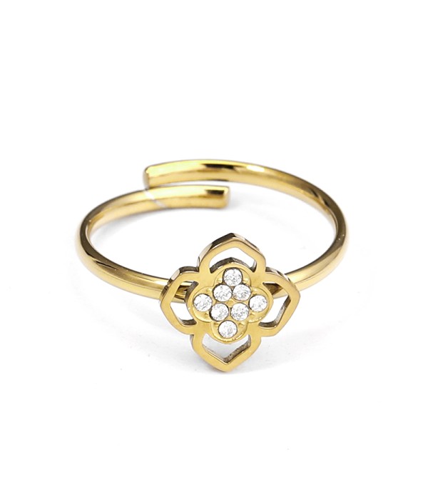 Anillo con flor geométrica