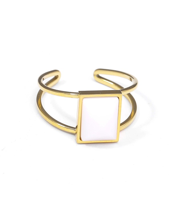 Anillo abierto dorado con piedra rectangular