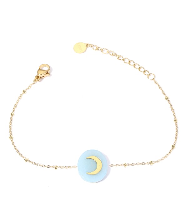 Pulseras doradas con luna multicolores