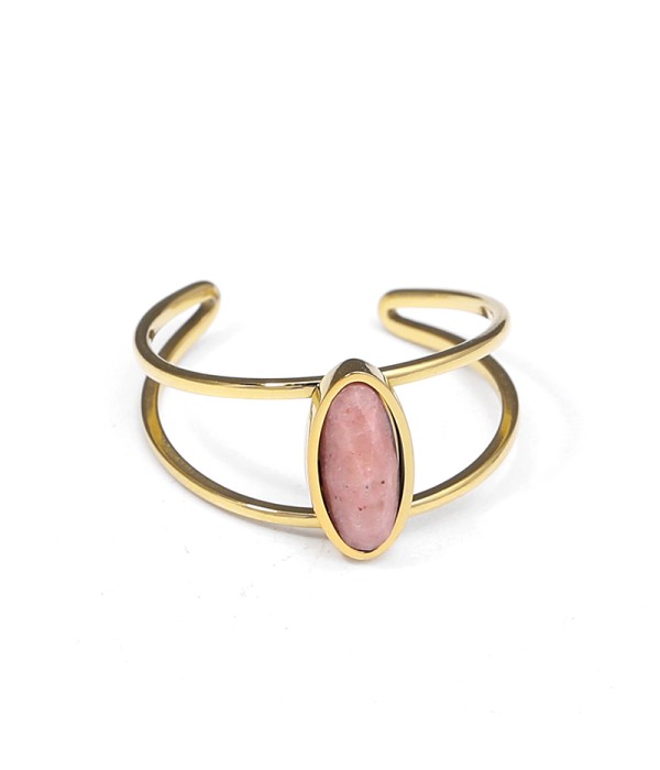 Anillo abierto dorado con piedra ovalada puntiaguda