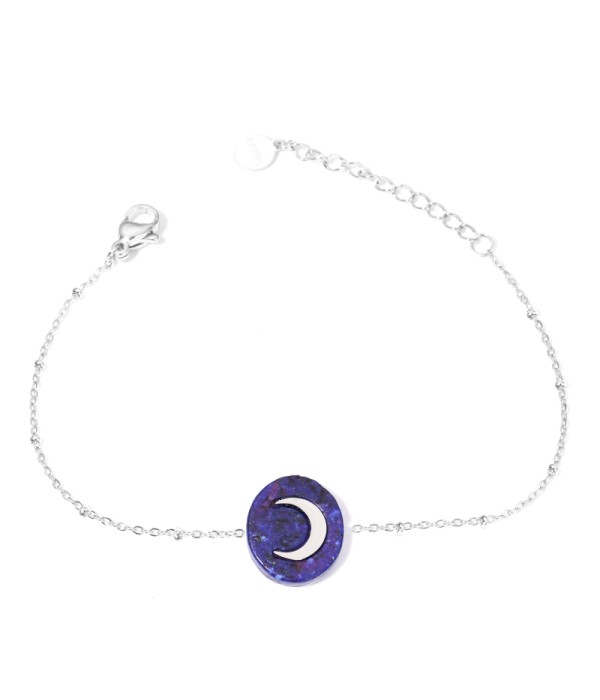Pulseras plateadas con luna multicolores