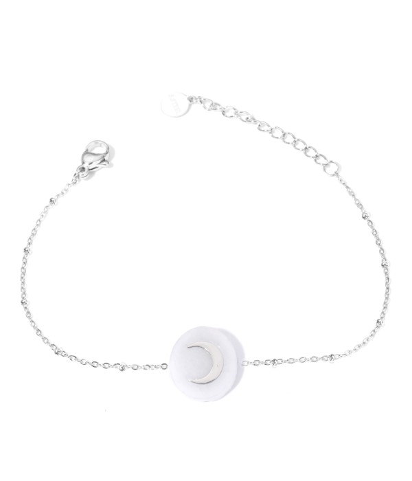 Pulseras plateadas con luna multicolores