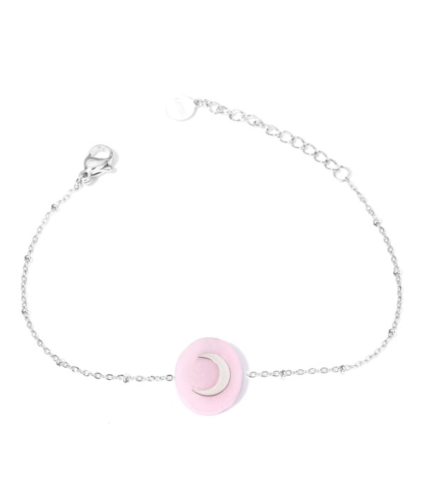 Pulseras plateadas con luna multicolores