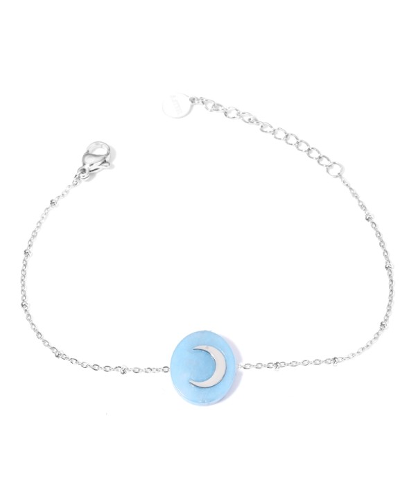 Pulseras plateadas con luna multicolores