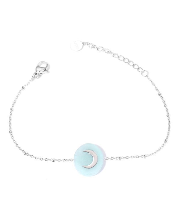 Pulseras plateadas con luna multicolores