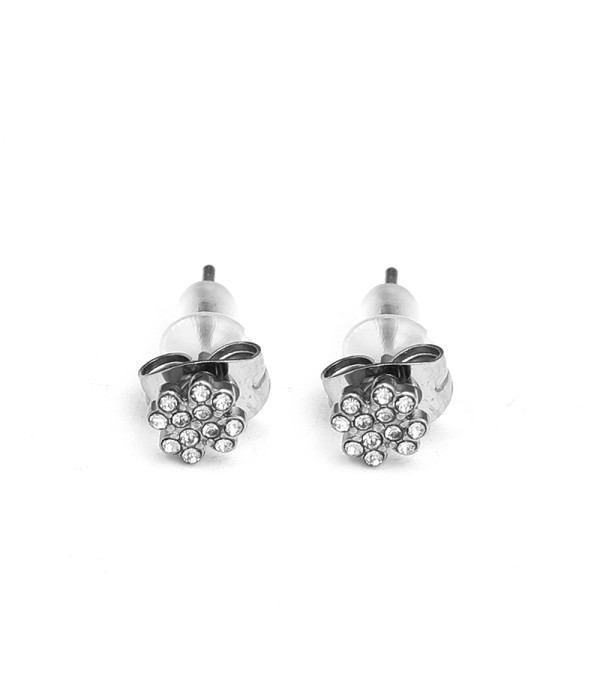Pendientes de trébol plateada con circonitas
