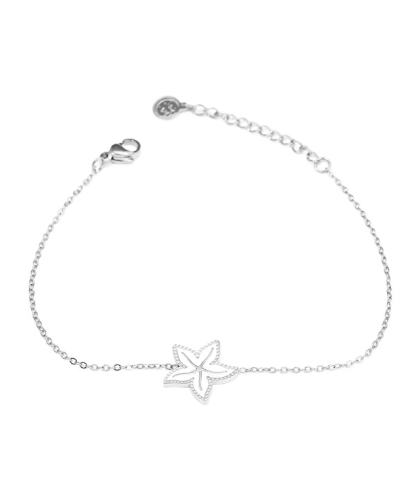 Pulsera plateada con estrella de mar esmaltada