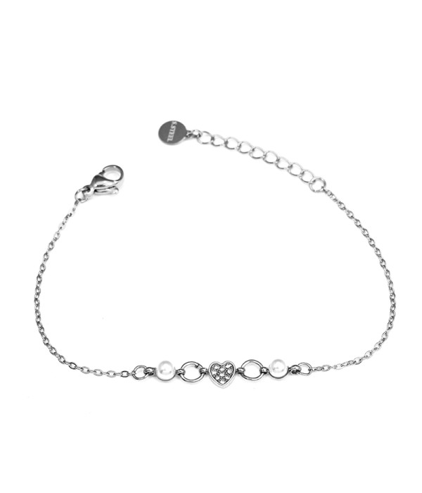 Pulsera con perlas y detalle corazón 2