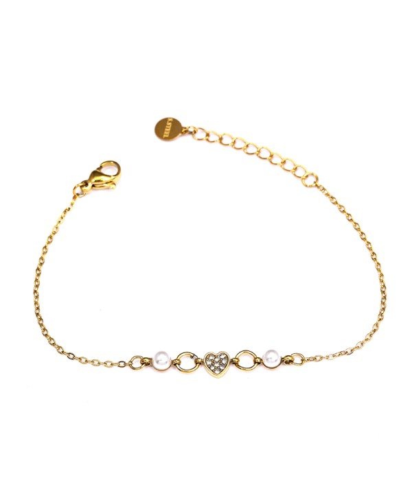 Pulsera con perlas y detalle corazón