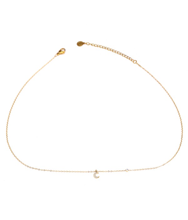 Collar dorado con luna de circonitas