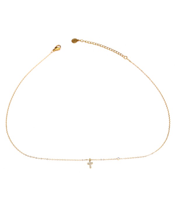 Collar dorado con cruz de circonitas
