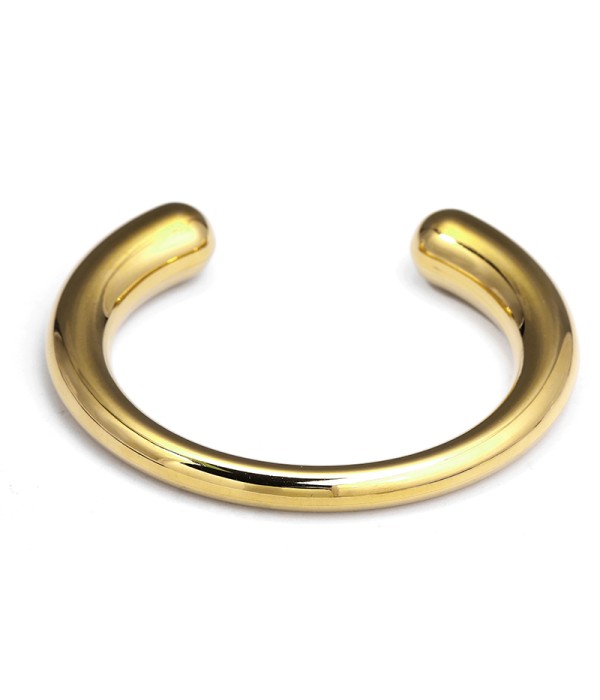 Pulsera rígida dorada ancho de acabado liso