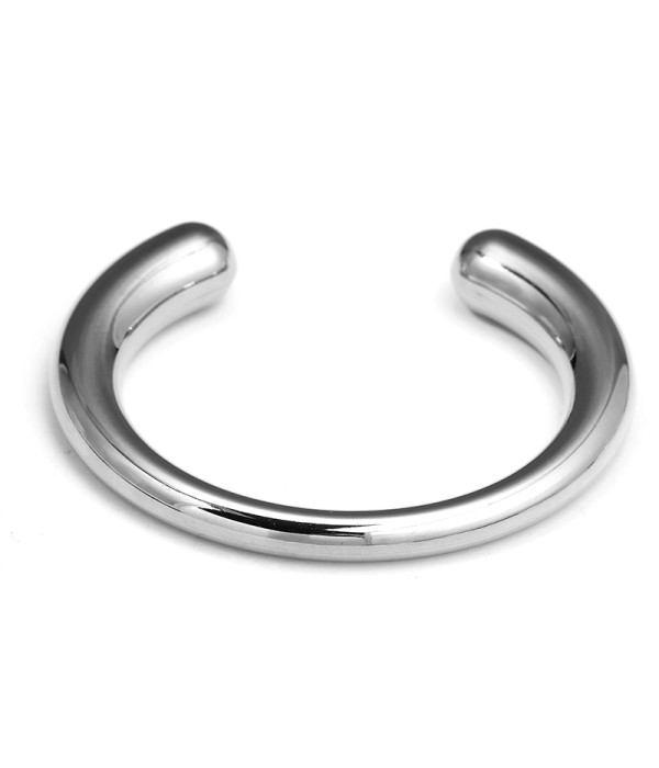 Pulsera rígida plateada ancho de acabado liso