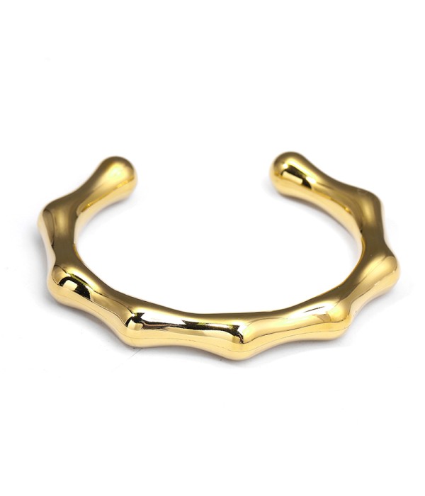 Pulsera rígida dorada estilo bambú