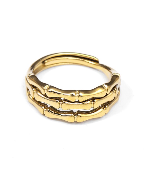 Anillo dorado triple estilo bambú