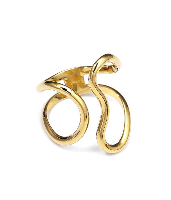Anillo dorado con diseño de ondas abiertas