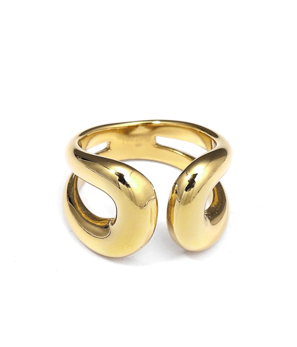 Anillo dorado abierto con diseño curvo simétrico
