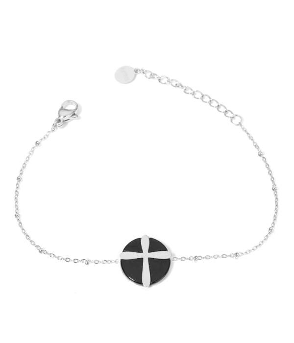 Pulseras plateadas con cruz multicolores 2