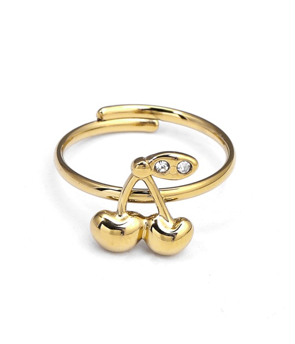 Anillo ajustable con cerezas colgantes
