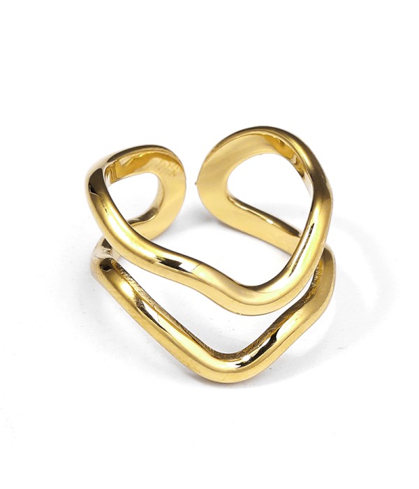 Anillo dorado con doble onda fluida