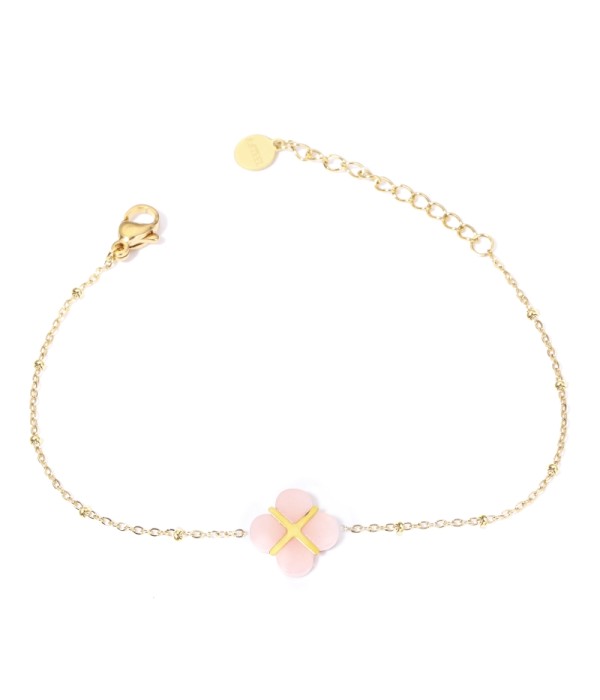 Pulseras doradas con trébolde cuatro hojas multicolores