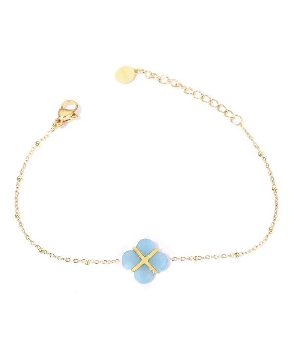 Pulseras doradas con trébolde cuatro hojas multicolores