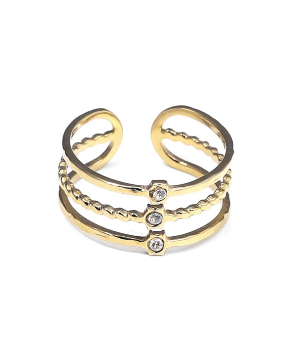 Anillo triple línea con circonitas